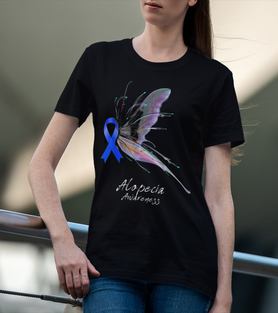 Alopecia Awareness Butterfly Blue T-Shirt