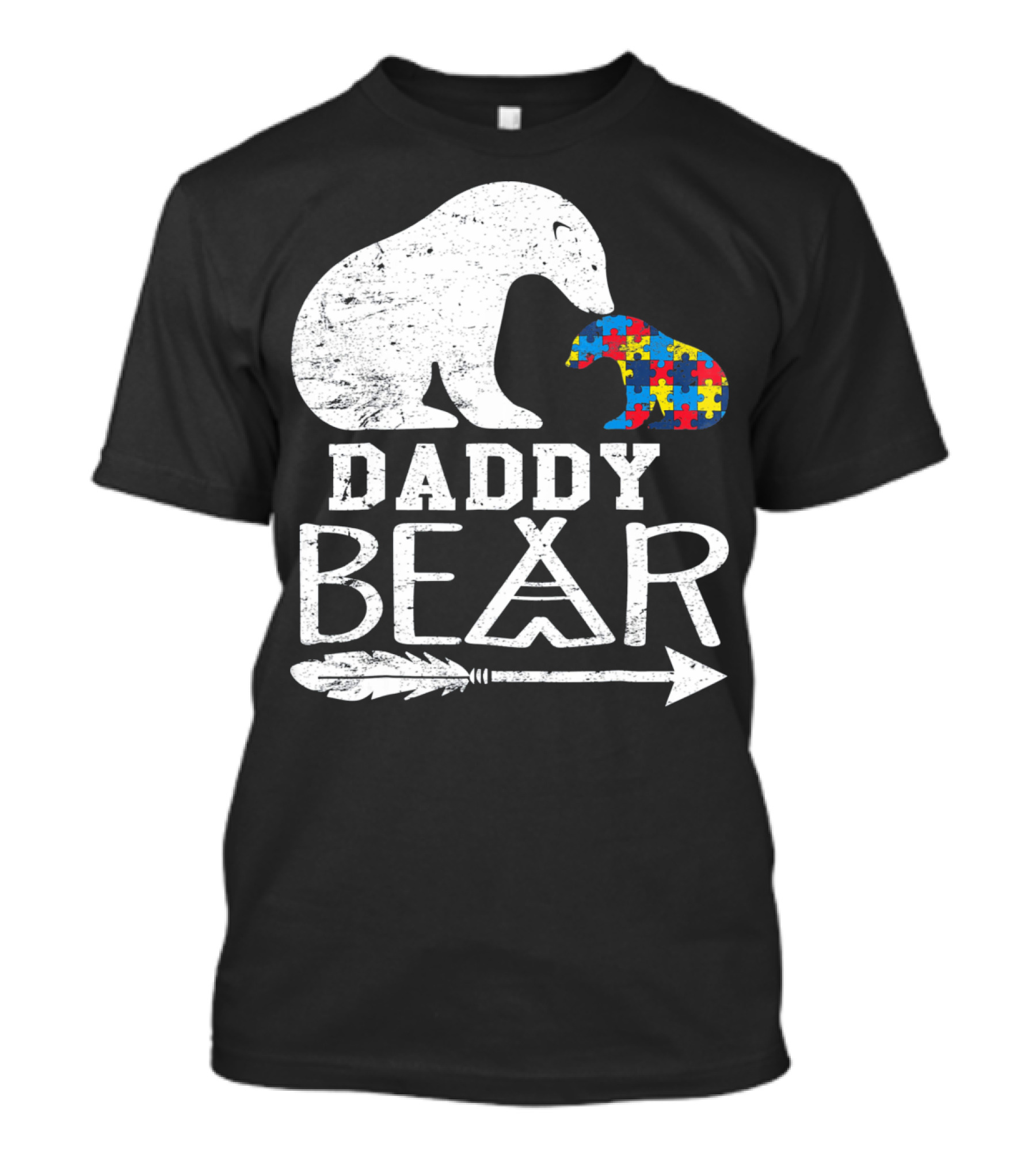Daddy Bear Autism Awareness Puzzle Piece Arrow T-Shirt