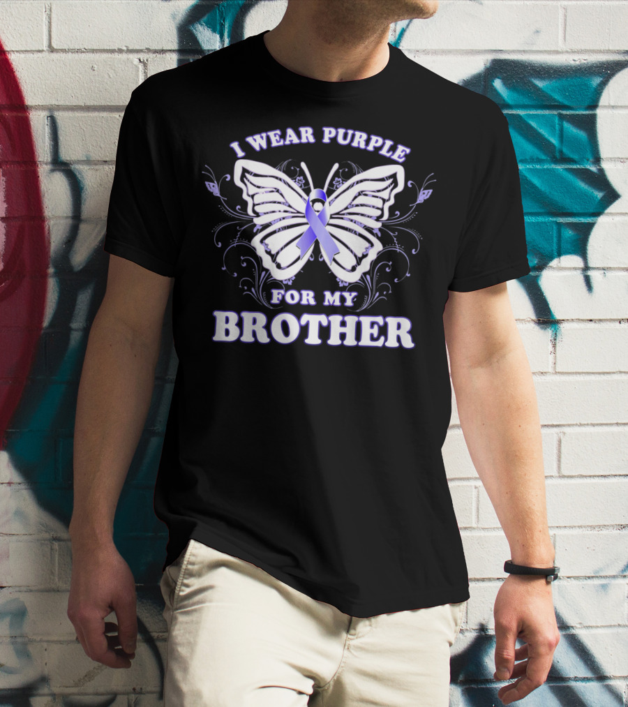 I Wear Purple For My Brother Alzheimer's Awareness Butterfly T-Shirt