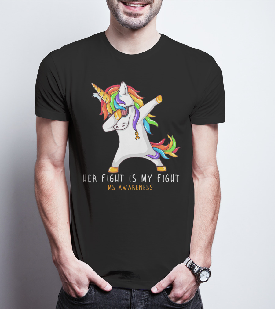 Her Fight Is My Fight Dabbing Unicorn MS Awareness T-Shirt