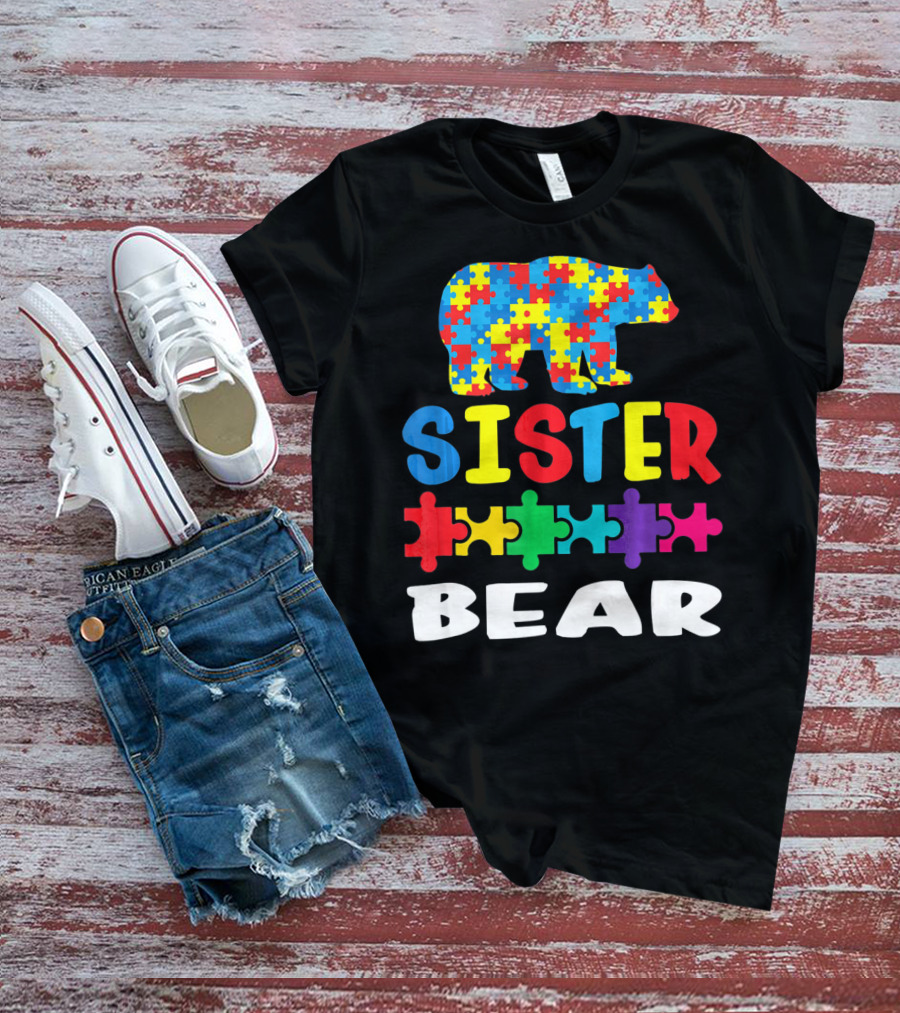 Sister Bear Puzzle Autism Kid T-Shirt
