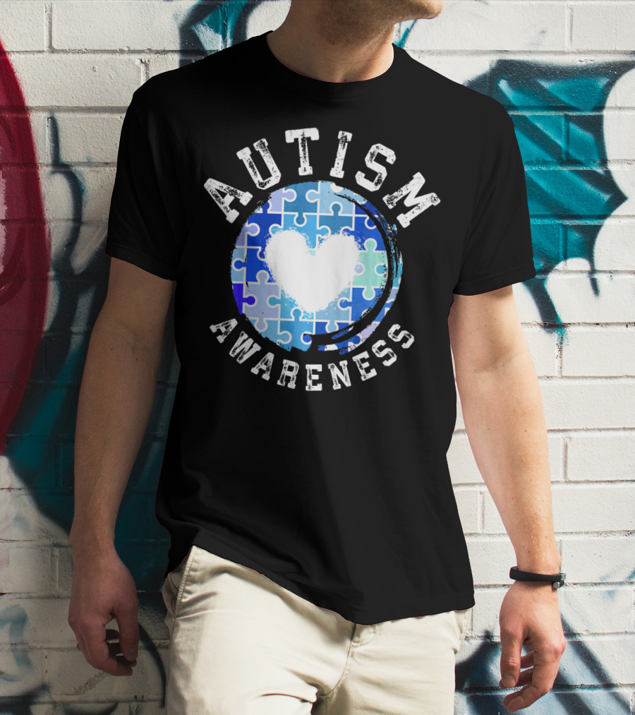 Autism Awareness Heart Puzzle T-Shirt