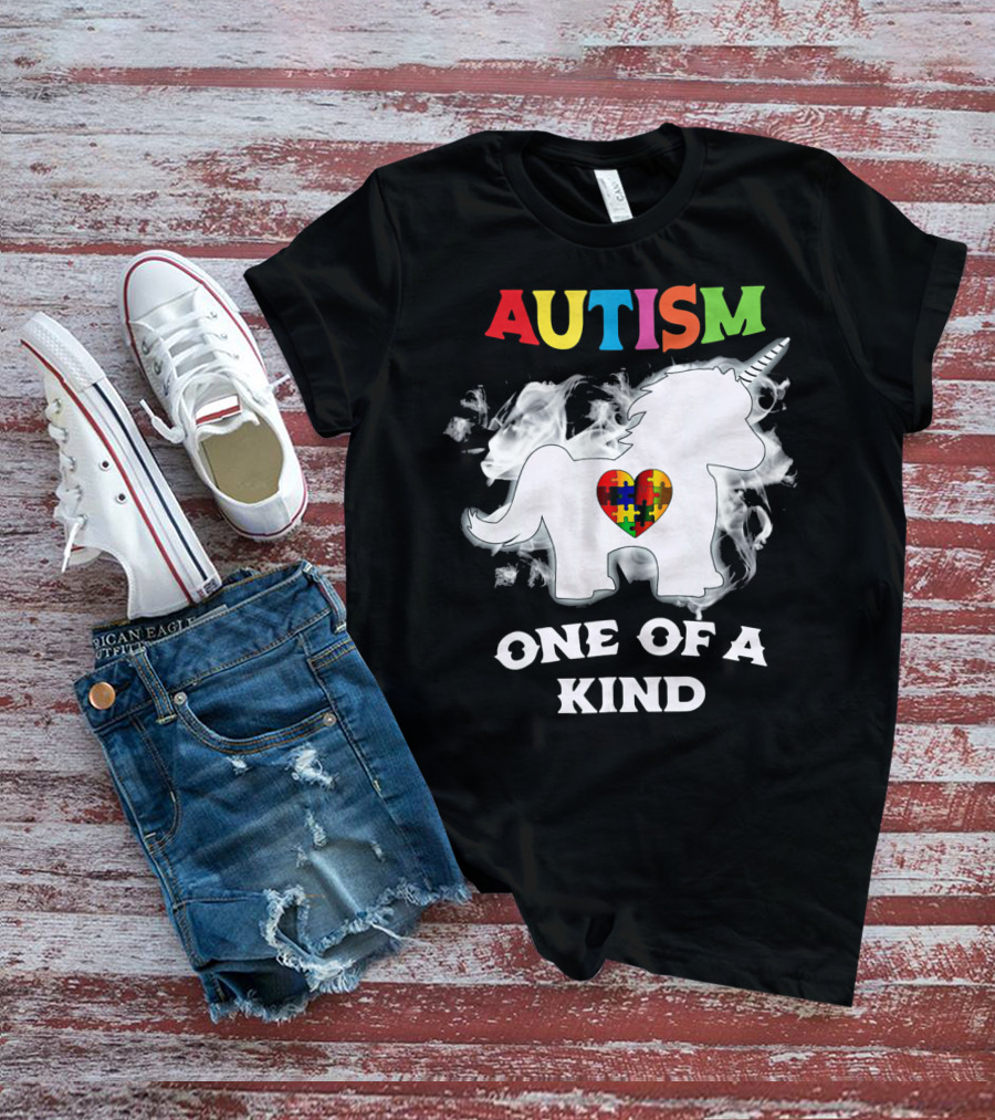 Autism One Of A Kind Unicorn Puzzle Heart T-Shirt