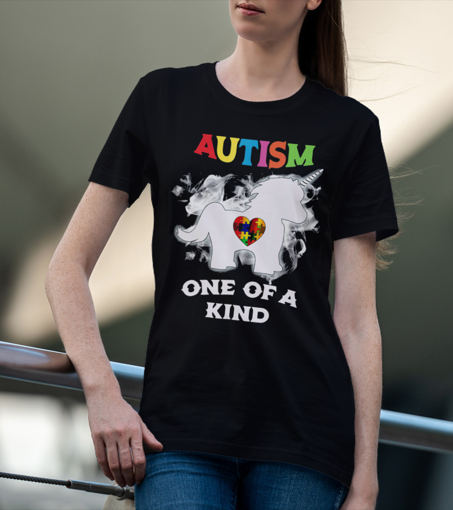 Autism One Of A Kind Unicorn Puzzle Heart T-Shirt