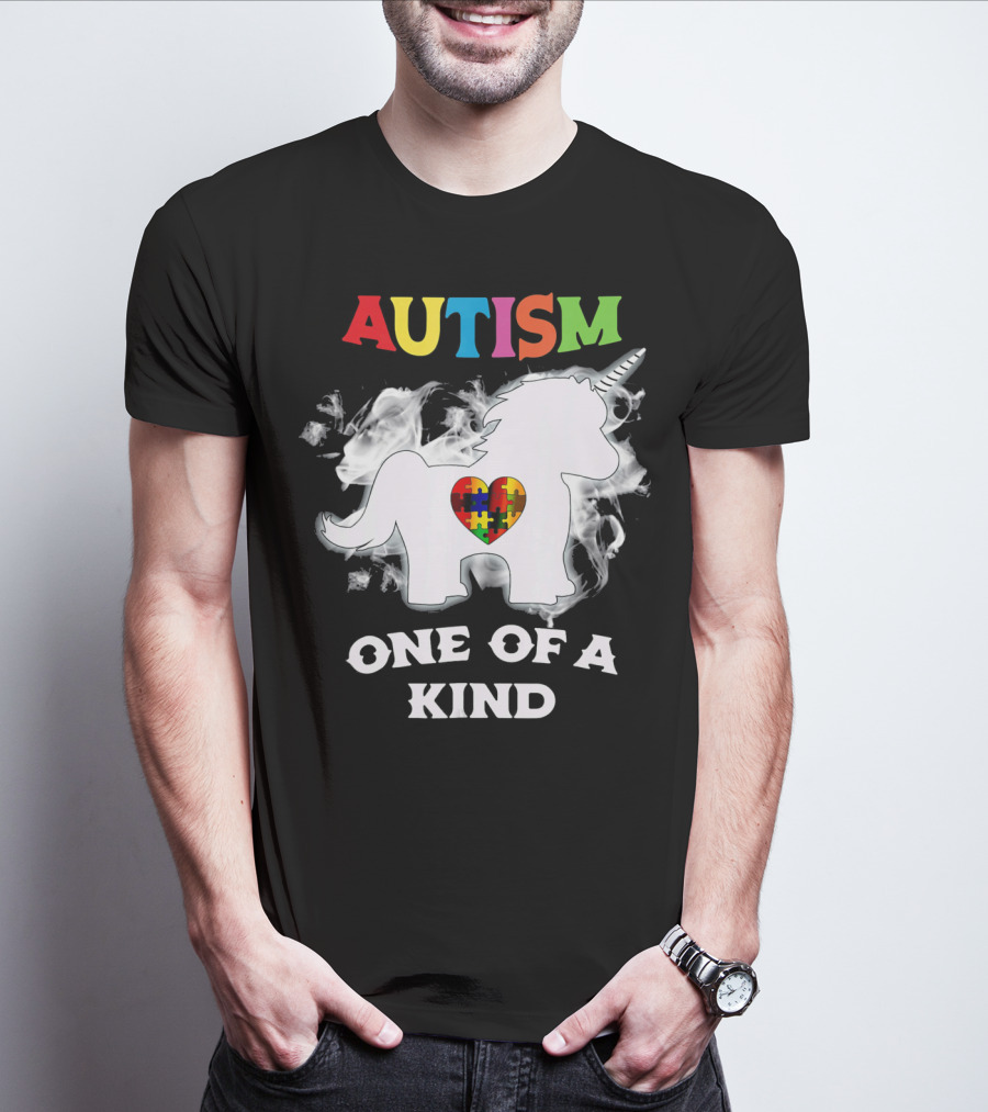Autism One Of A Kind Unicorn Puzzle Heart T-Shirt