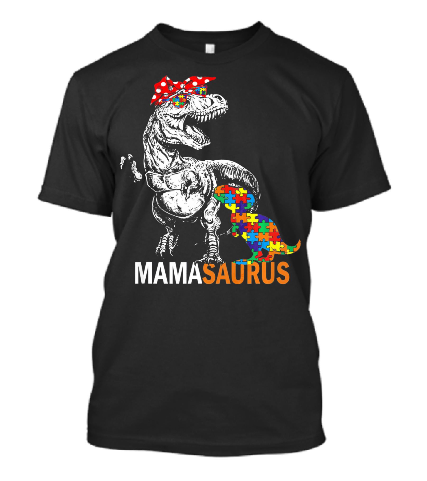 Mamasaurus Dinosaur Puzzle Piece Autism Awareness T-Shirt