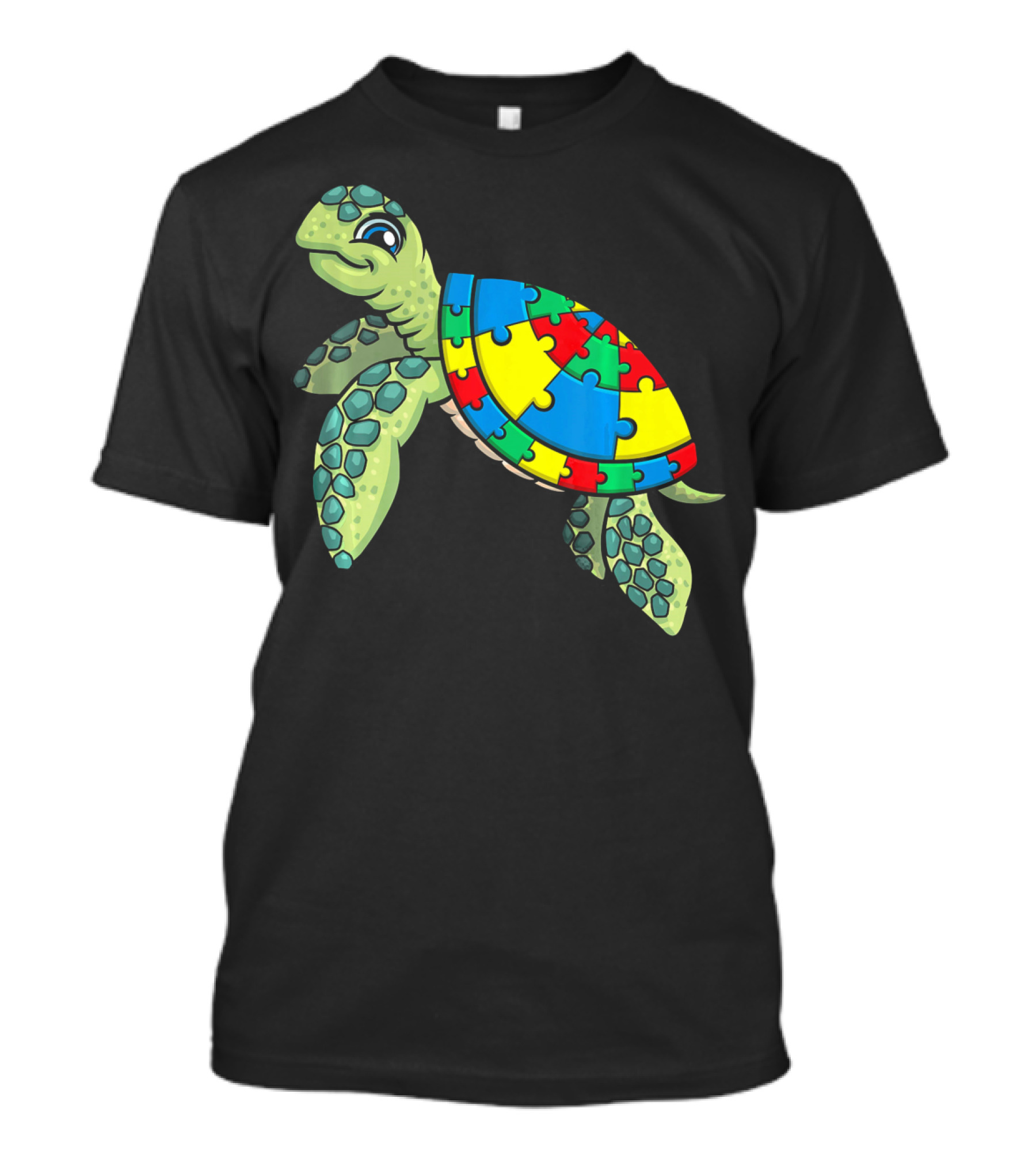 Turtle With Colorful Puzzle Pieces For Autism Awareness T-Shirt