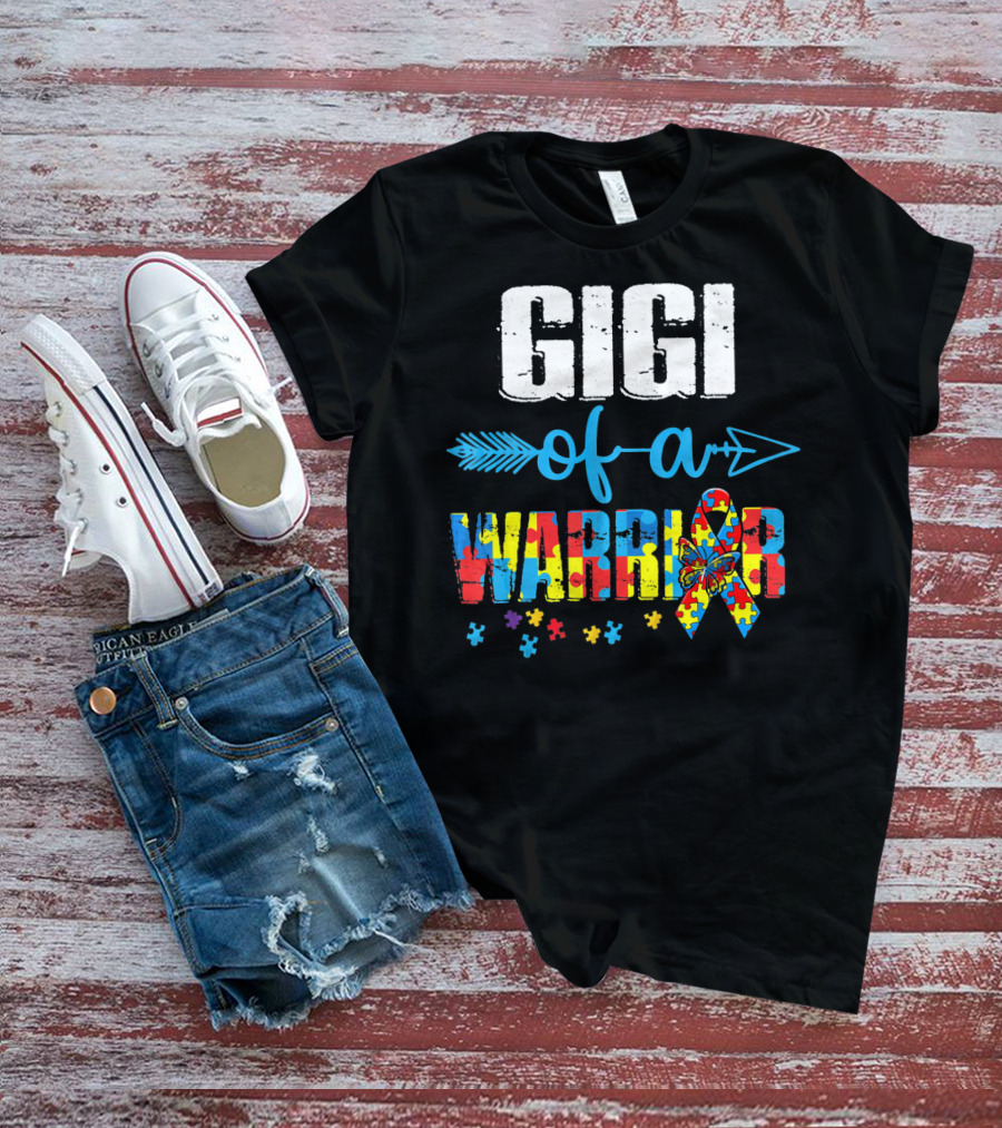 Gigi Of A Warrior Autism Awareness Puzzle T-Shirt