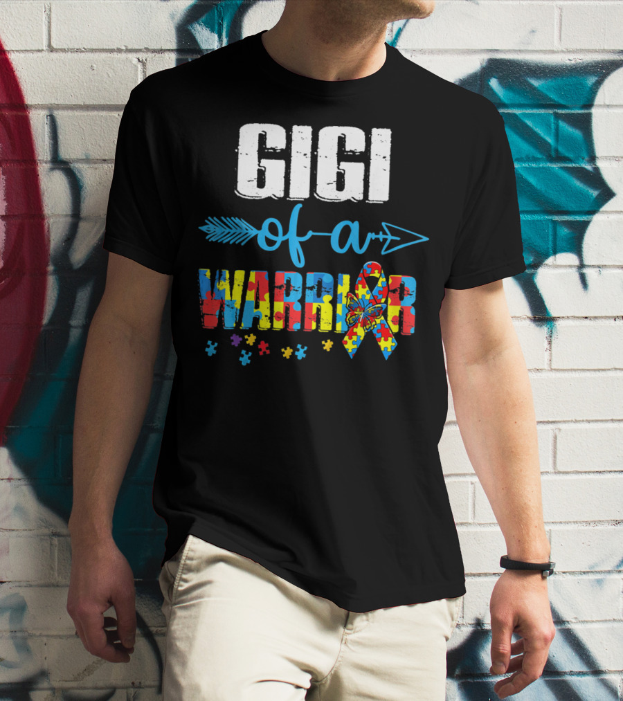 Gigi Of A Warrior Autism Awareness Puzzle T-Shirt