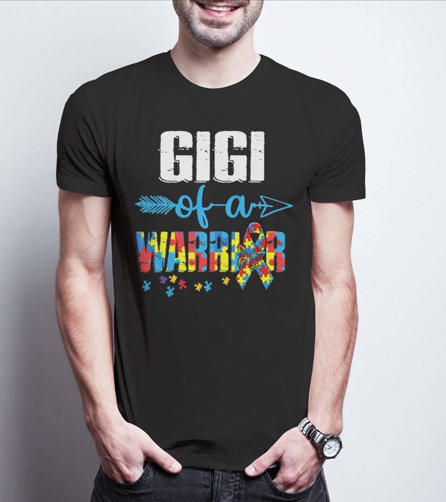 Gigi Of A Warrior Autism Awareness Puzzle T-Shirt