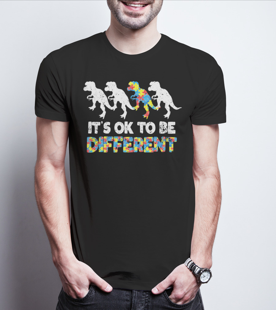 Autism Awareness Dinosaur It's OK To Be Different T-Shirt