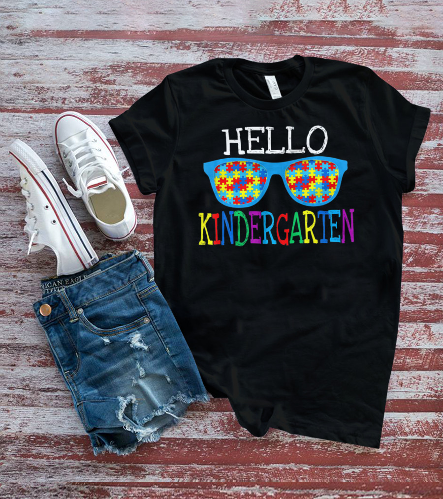 Hello Kindergarten Puzzle Sunglasses First Day Back T-Shirt