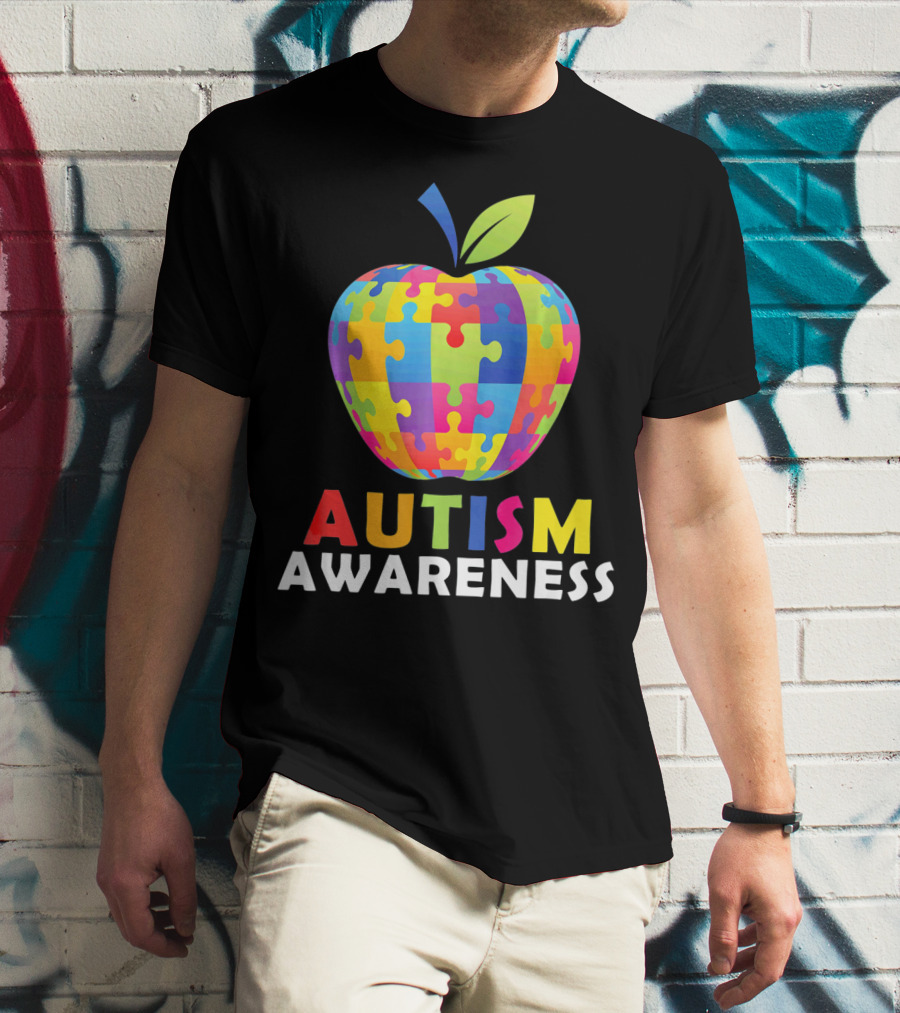 Autism Awareness Puzzle Piece Apple T-Shirt