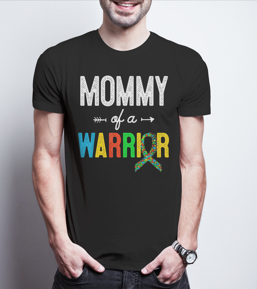 Mommy Of A Warrior Autism Awareness Puzzle T-Shirt