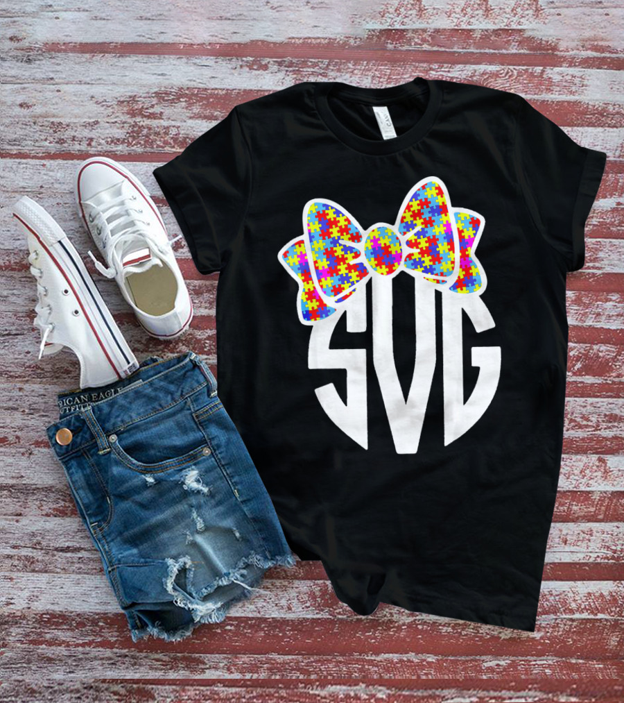 SVG Autism Awareness Puzzle Bow T-Shirt