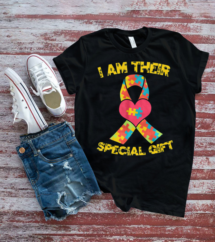 I Am Their Special Gift Autism Awareness Puzzle Ribbon Heart T-Shirt