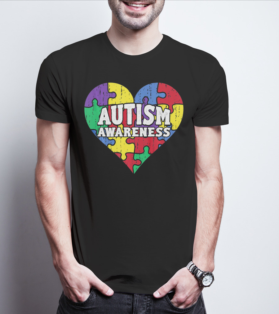 Autism Awareness Heart Puzzle Pieces T-Shirt