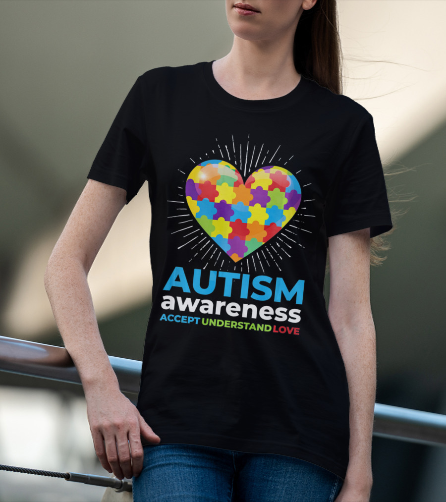 Autism Awareness Day Heart Puzzle Accept Understand Love T-Shirt