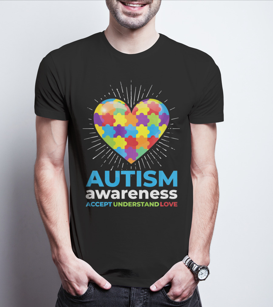 Autism Awareness Day Heart Puzzle Accept Understand Love T-Shirt