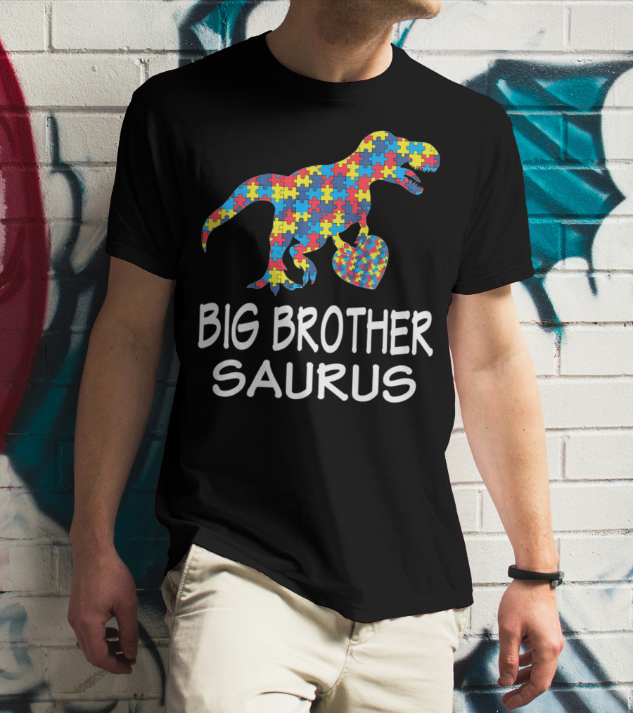 Big Brother Saurus Autism Puzzle Dinosaur T-Shirt