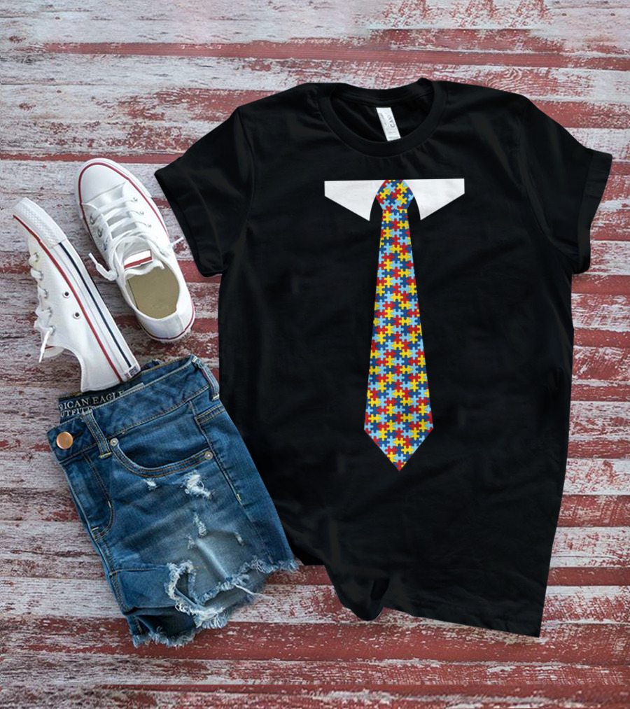 Autism Awareness Puzzle Tie T-Shirt