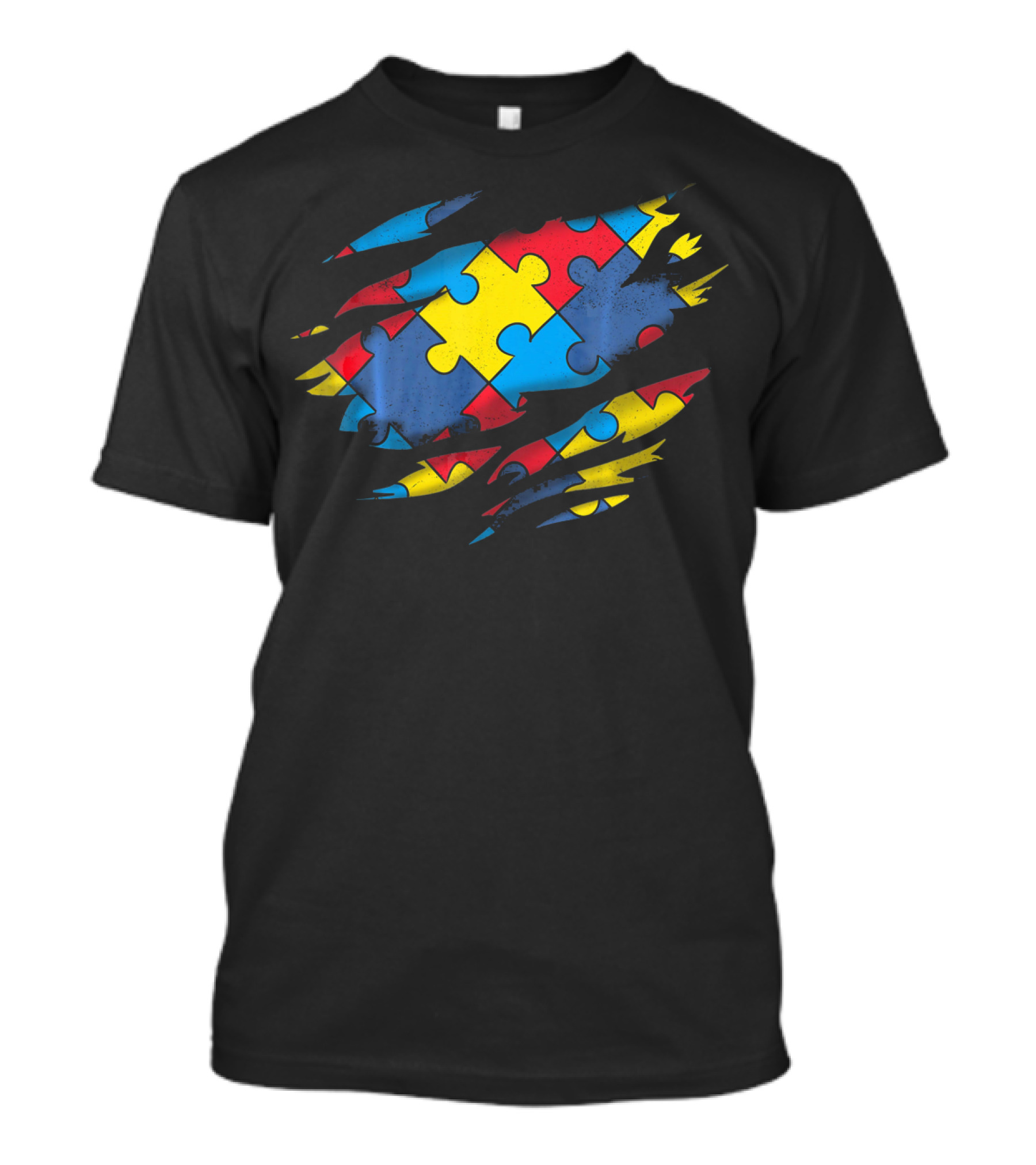 Autism Awareness Puzzle Pattern Superhero T-Shirt