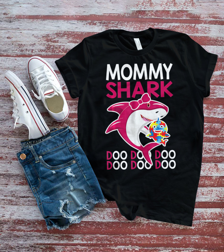 Mommy Shark Autism Awareness Doo Doo Doo T-Shirt