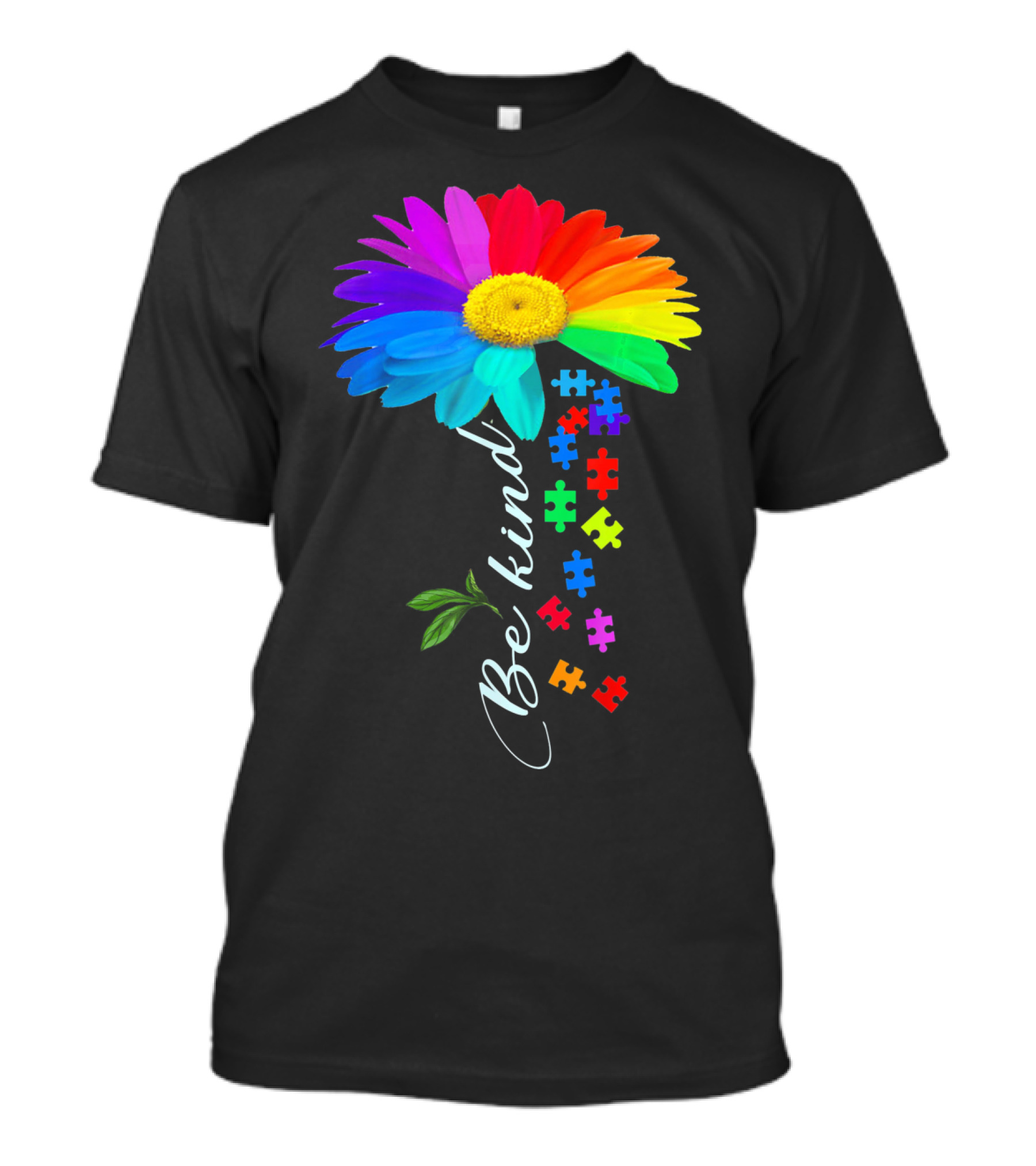 Be Kind Autism Awareness Choose Kindness Rainbow Flower Puzzle Pieces T-Shirt