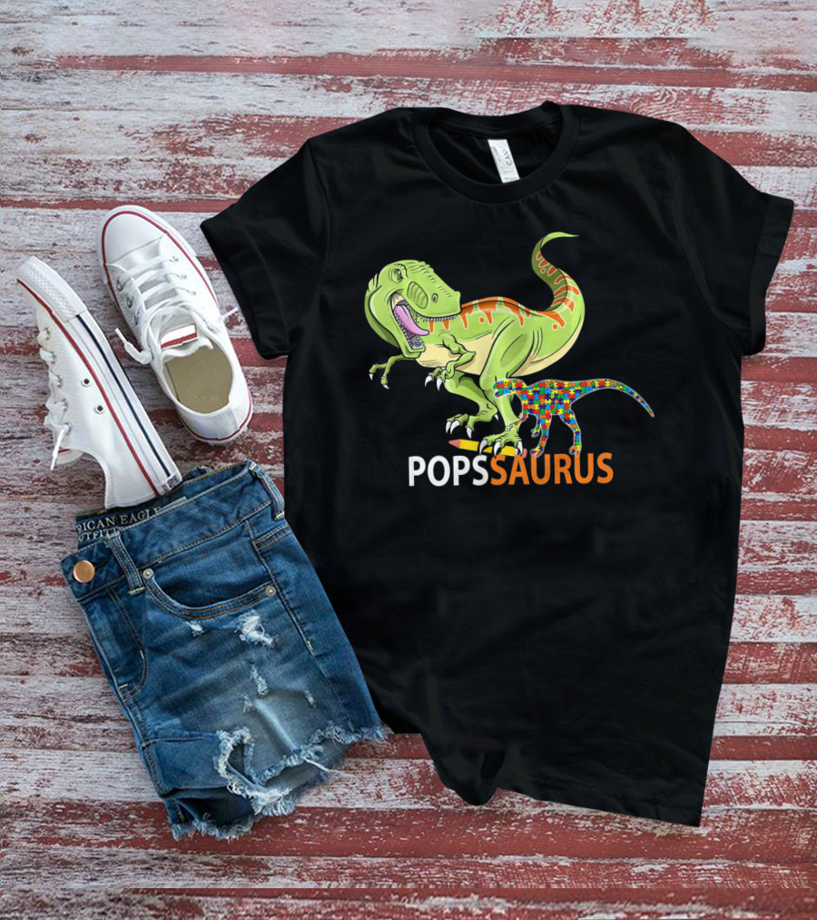 POPS Saurus Auntsaurus Autism Dinosaur Puzzle T-Shirt