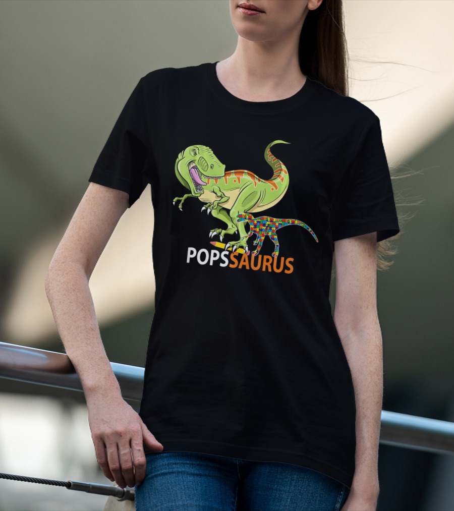 POPS Saurus Auntsaurus Autism Dinosaur Puzzle T-Shirt