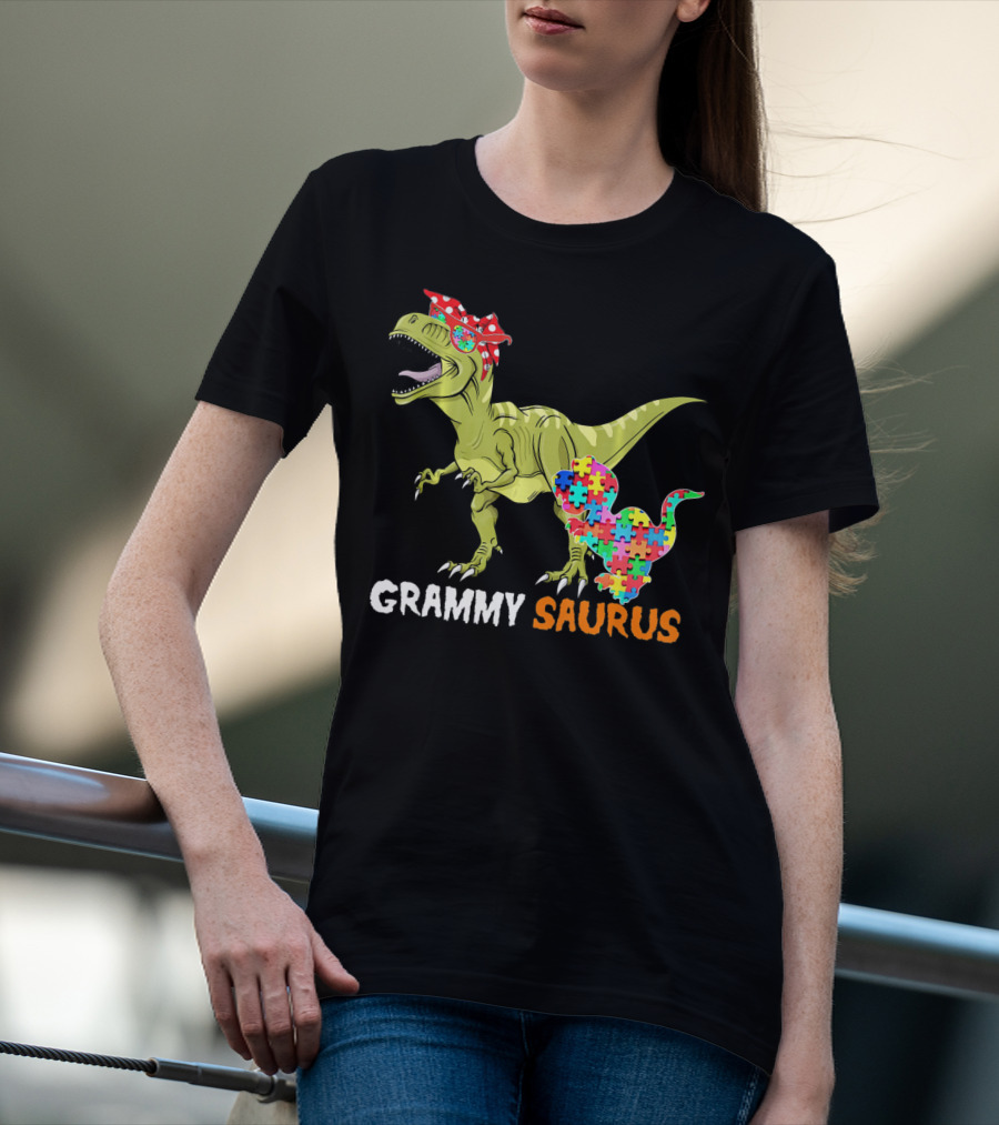 Grammy Saurus Dinosaur Puzzle Piece Hug T-Shirt