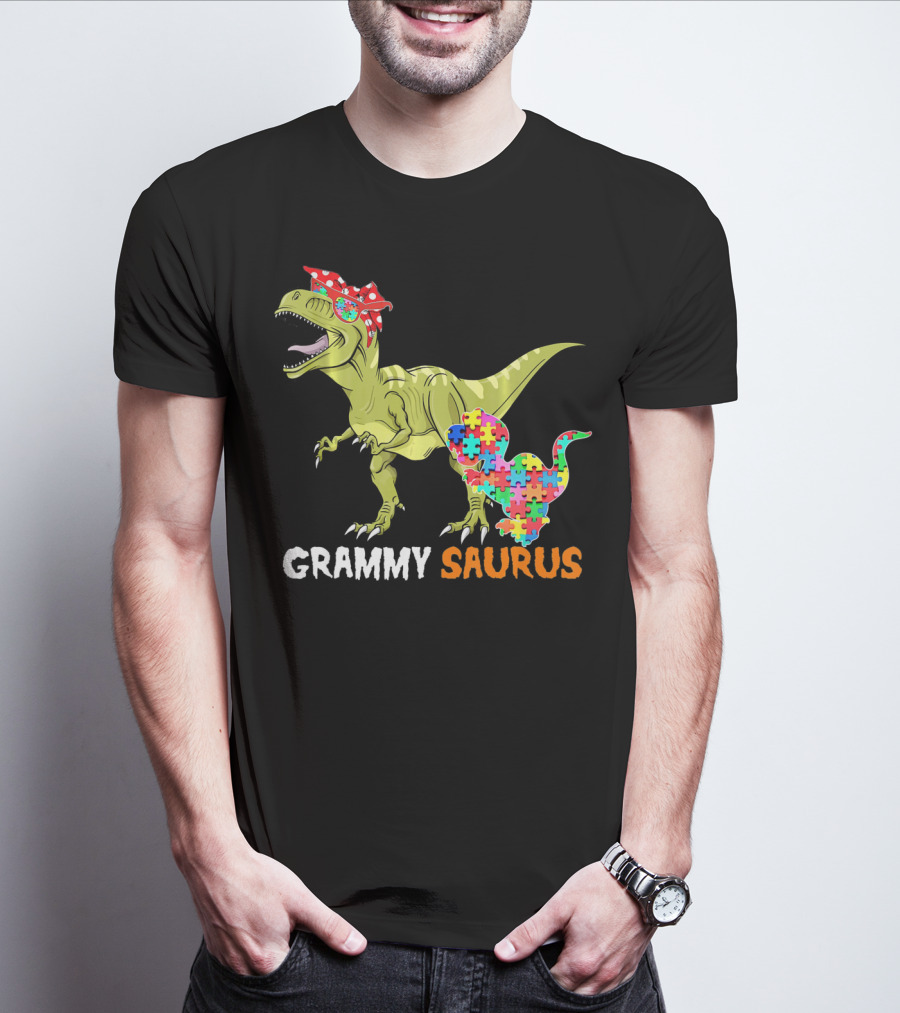 Grammy Saurus Dinosaur Puzzle Piece Hug T-Shirt