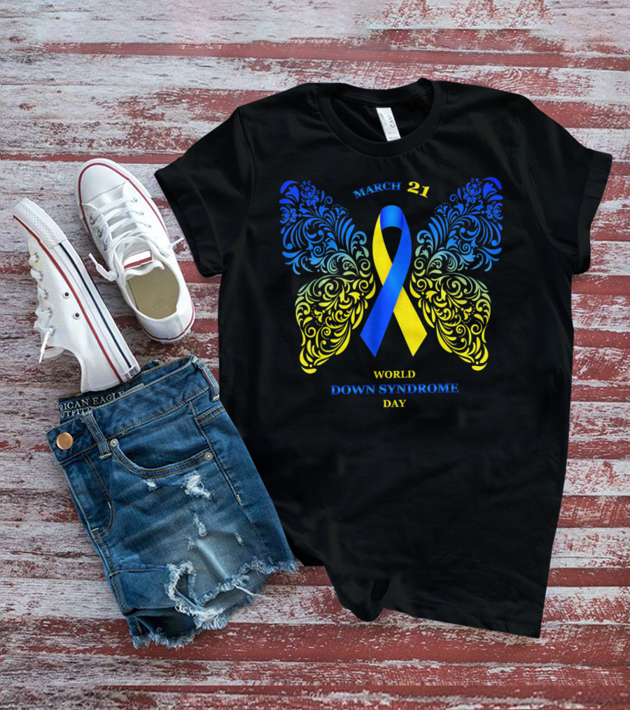 March 21 World Down Syndrome Day Butterfly T-Shirt