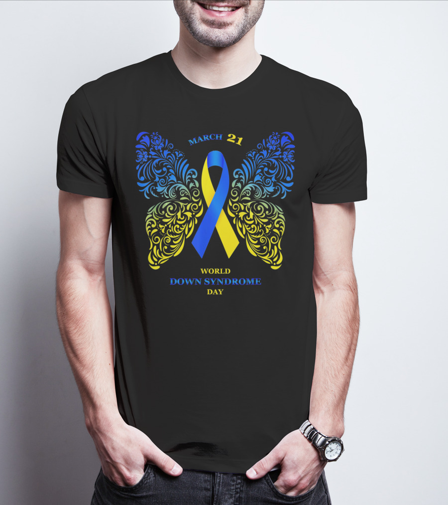 March 21 World Down Syndrome Day Butterfly T-Shirt