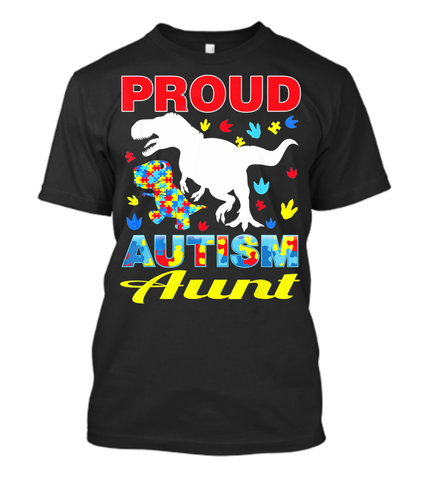 Proud Autism Aunt Dinosaur Puzzle T-Shirt