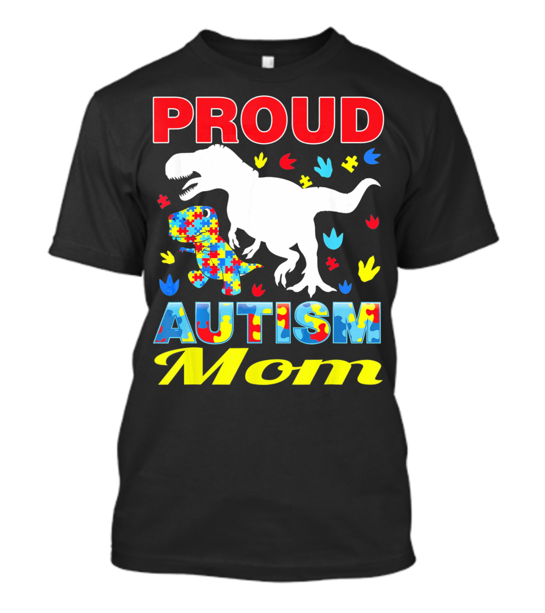 Proud Autism Mom Dinosaur Puzzle Piece T-Shirt