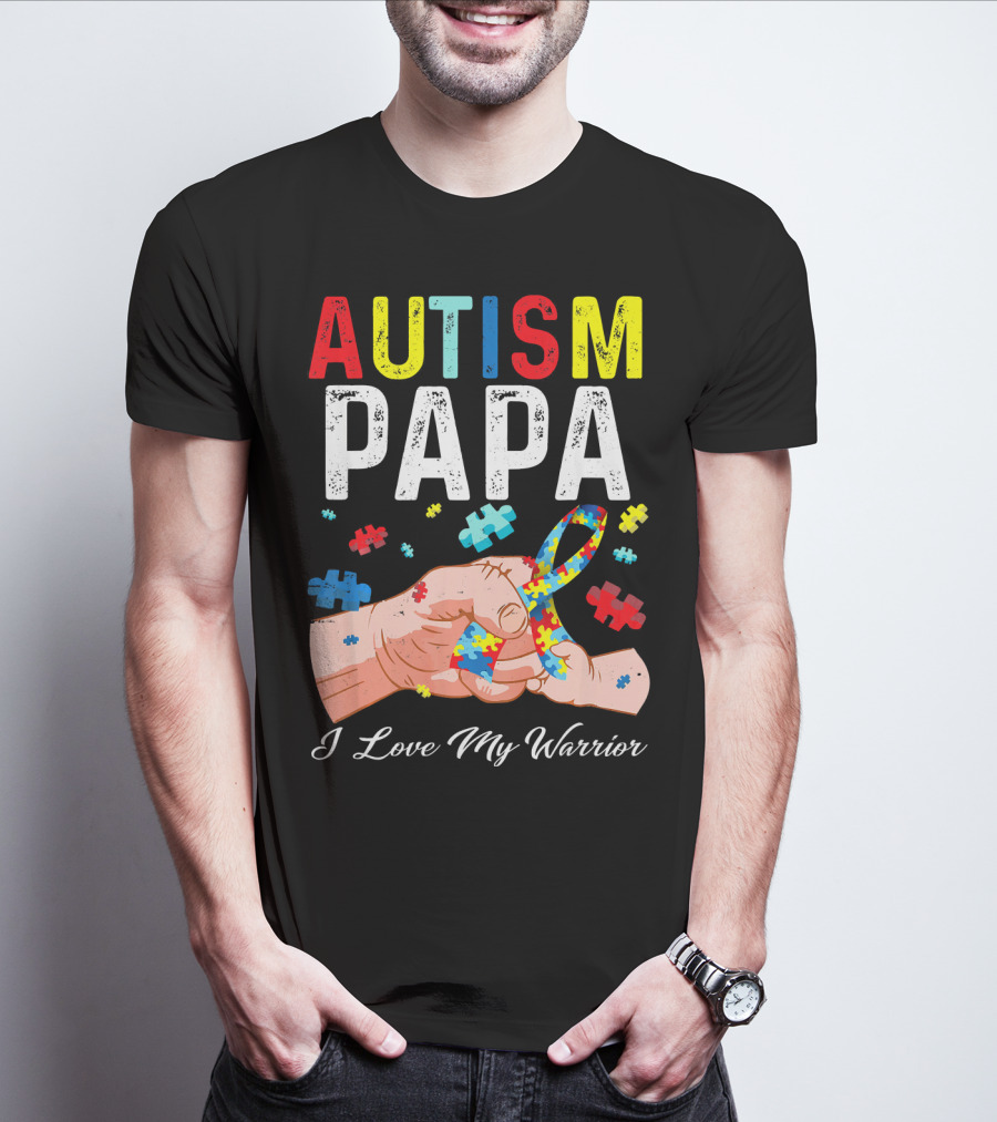 Autism Papa I Love My Warrior T-Shirt