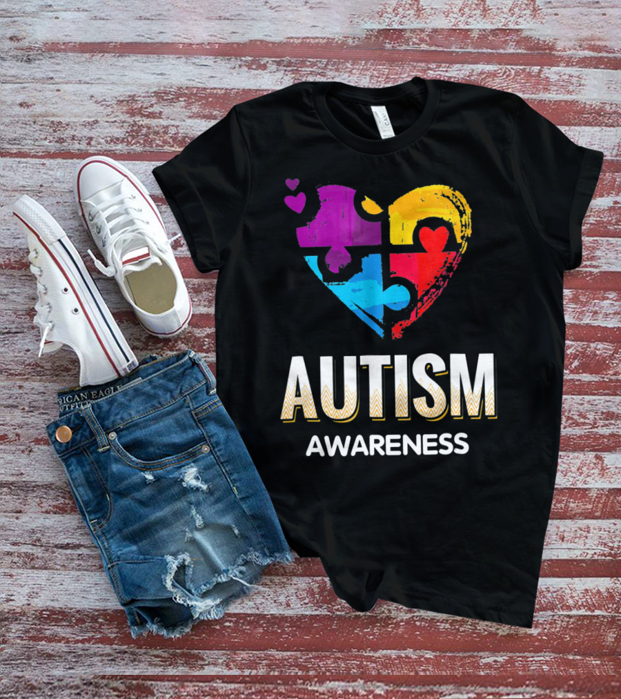 Autism Awareness Love Puzzle Heart T-Shirt