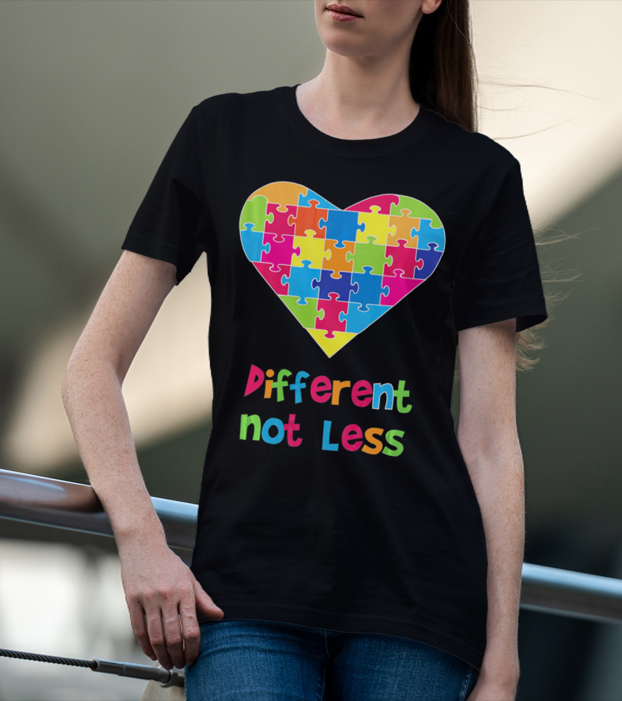 Different Not Less Autism Awareness Heart Puzzle T-Shirt