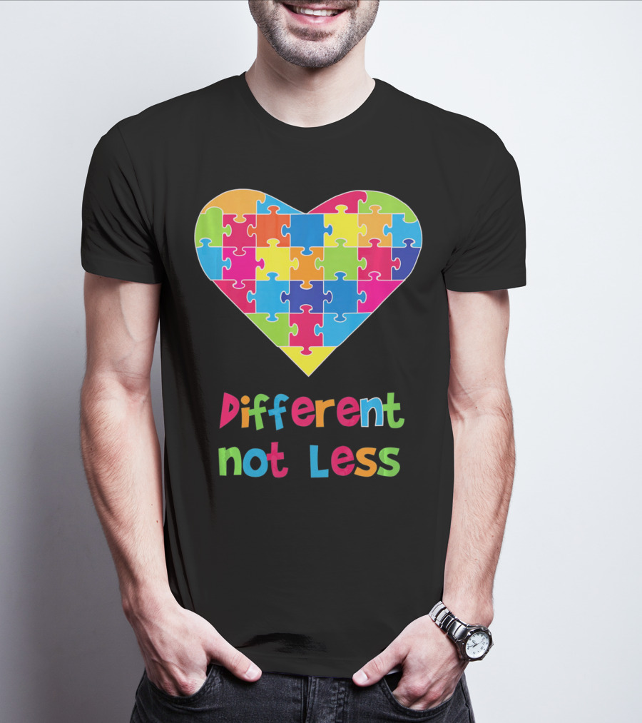 Different Not Less Autism Awareness Heart Puzzle T-Shirt