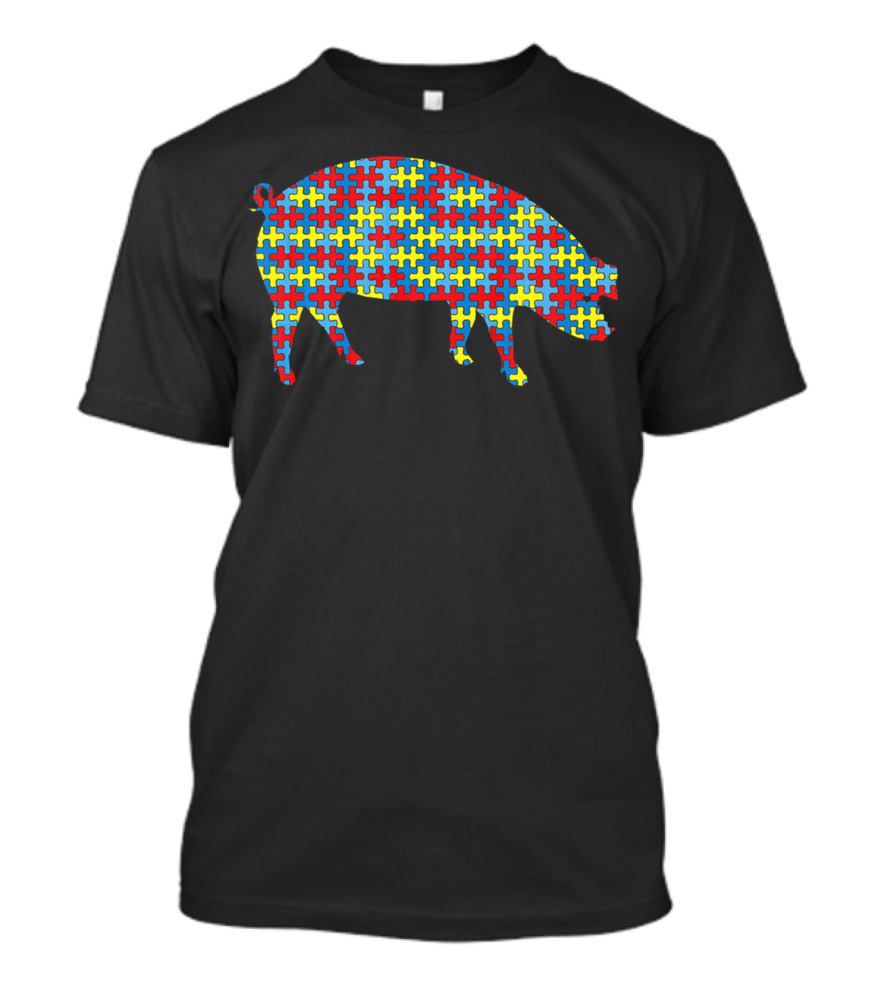 Pig Autism Awareness Puzzle Pattern Boar Kids Pork T-Shirt