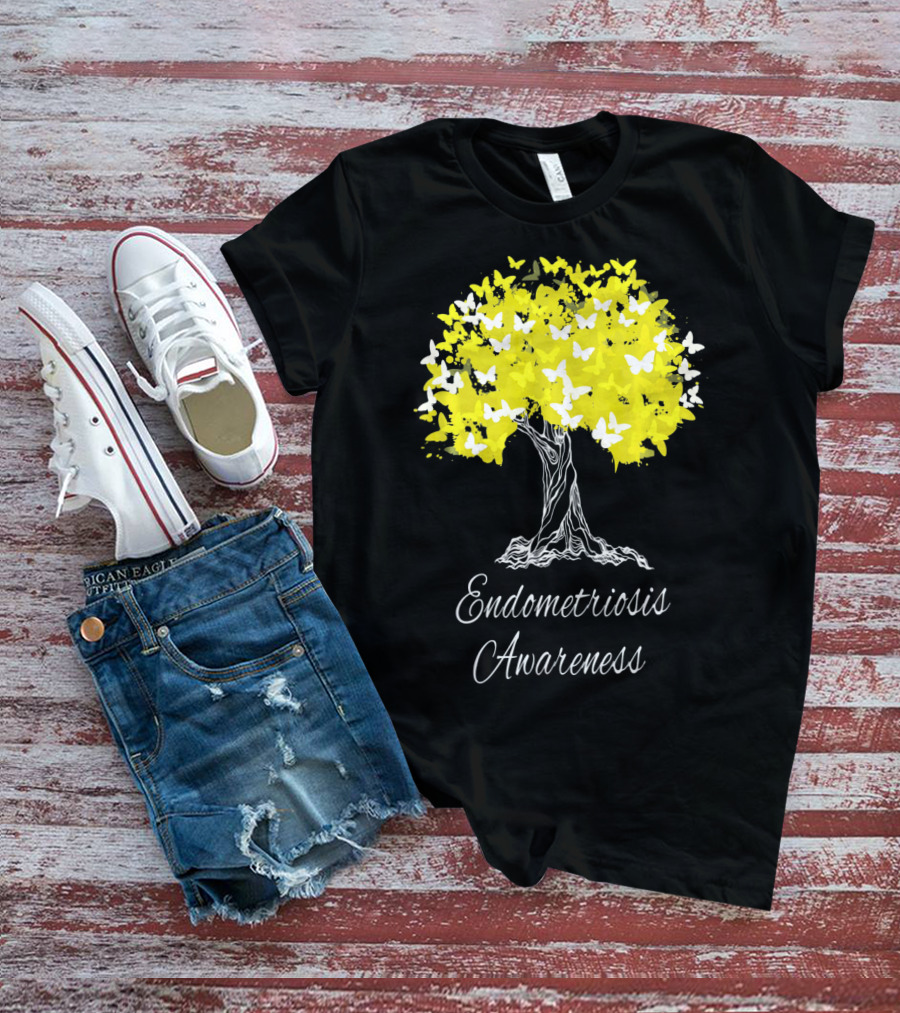 Endometriosis Awareness Butterfly Tree T-Shirt