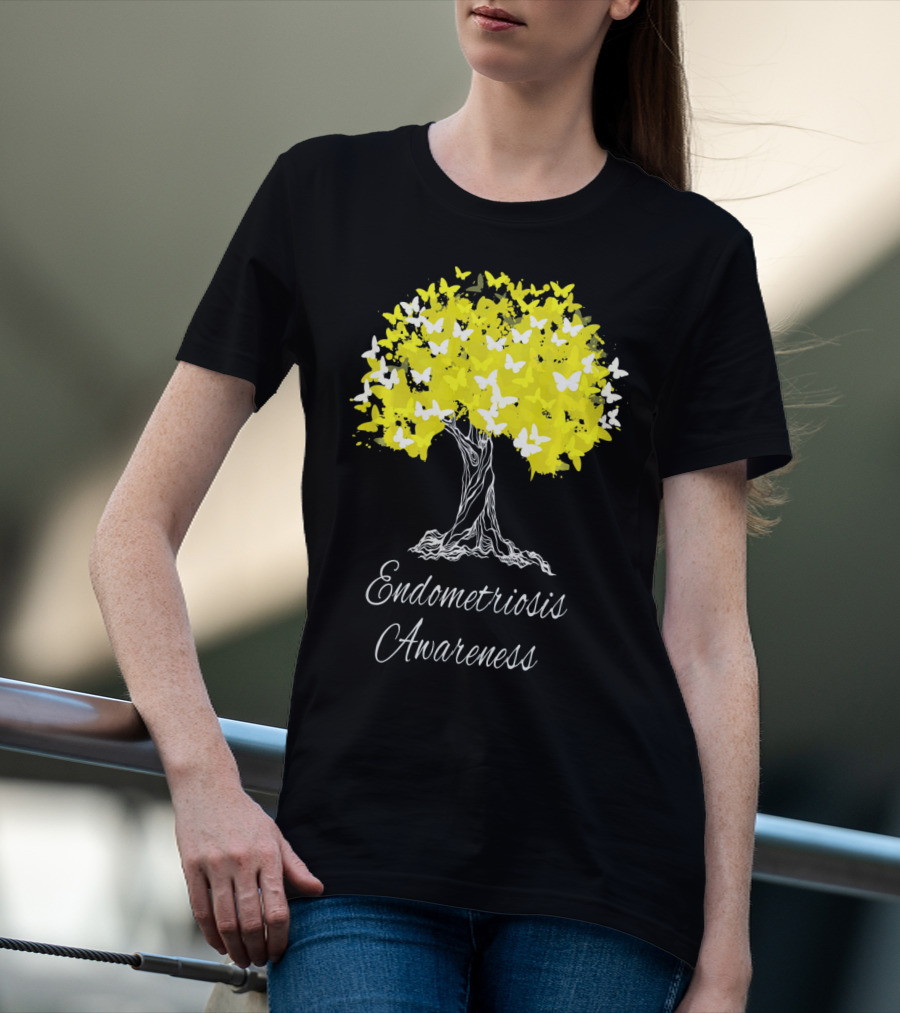 Endometriosis Awareness Butterfly Tree T-Shirt