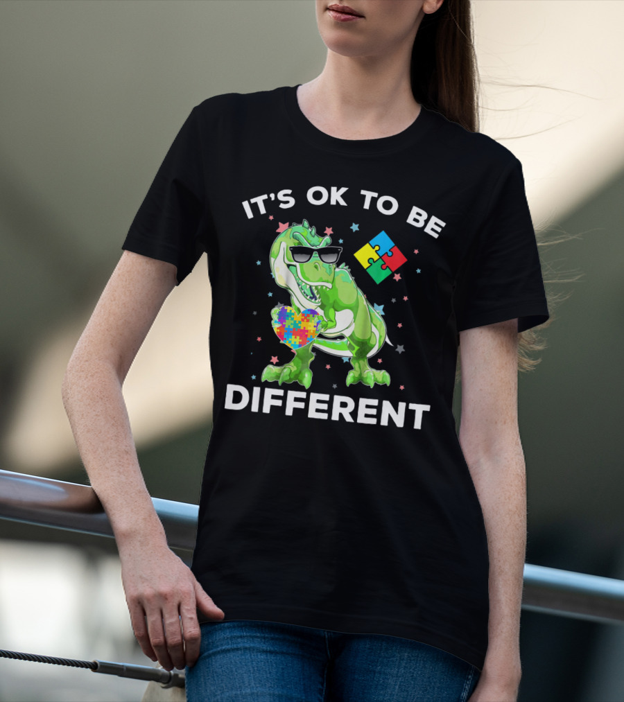 Autism Awareness REX Dinosaur It's OK To Be Different T-Shirt