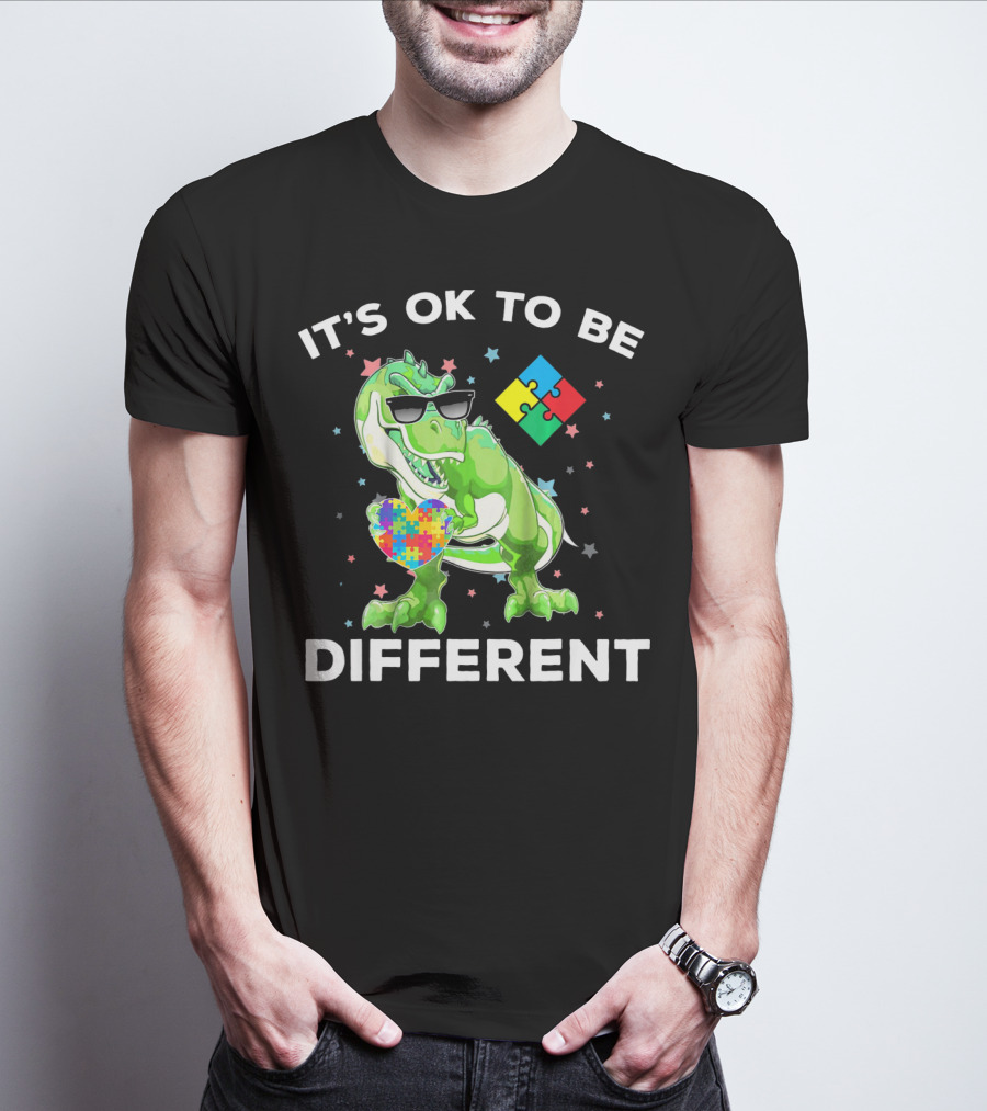 Autism Awareness REX Dinosaur It's OK To Be Different T-Shirt