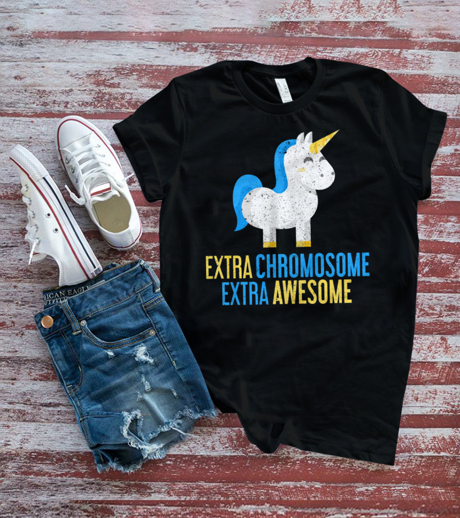 Extra Chromosome Extra Awesome Unicorn Down Syndrome Awareness T-Shirt