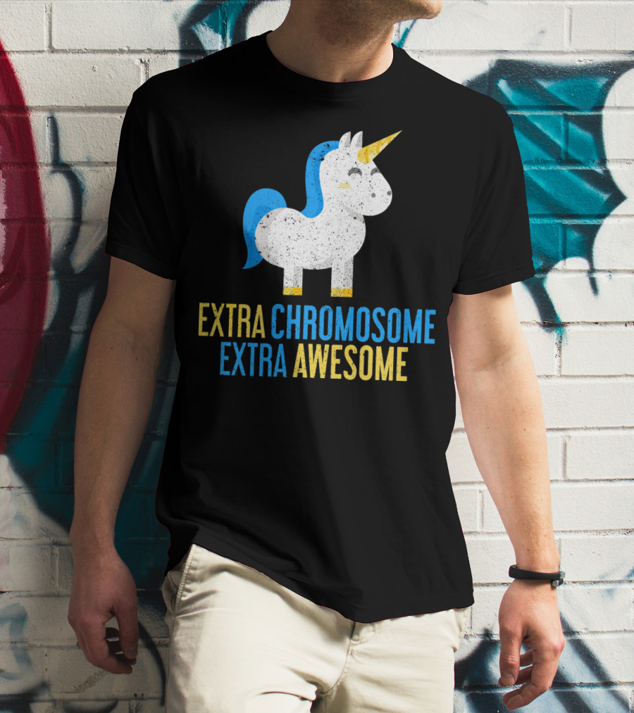 Extra Chromosome Extra Awesome Unicorn Down Syndrome Awareness T-Shirt