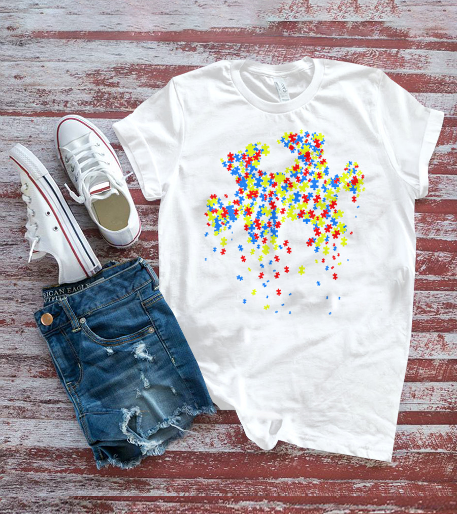 Puzzle Pieces Autism Awareness Day Colorful T-Shirt