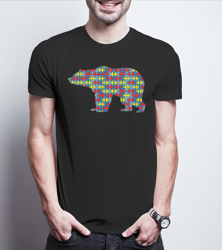 Bear Autism Awareness Kids Puzzle Pattern Mammal Animal T-Shirt