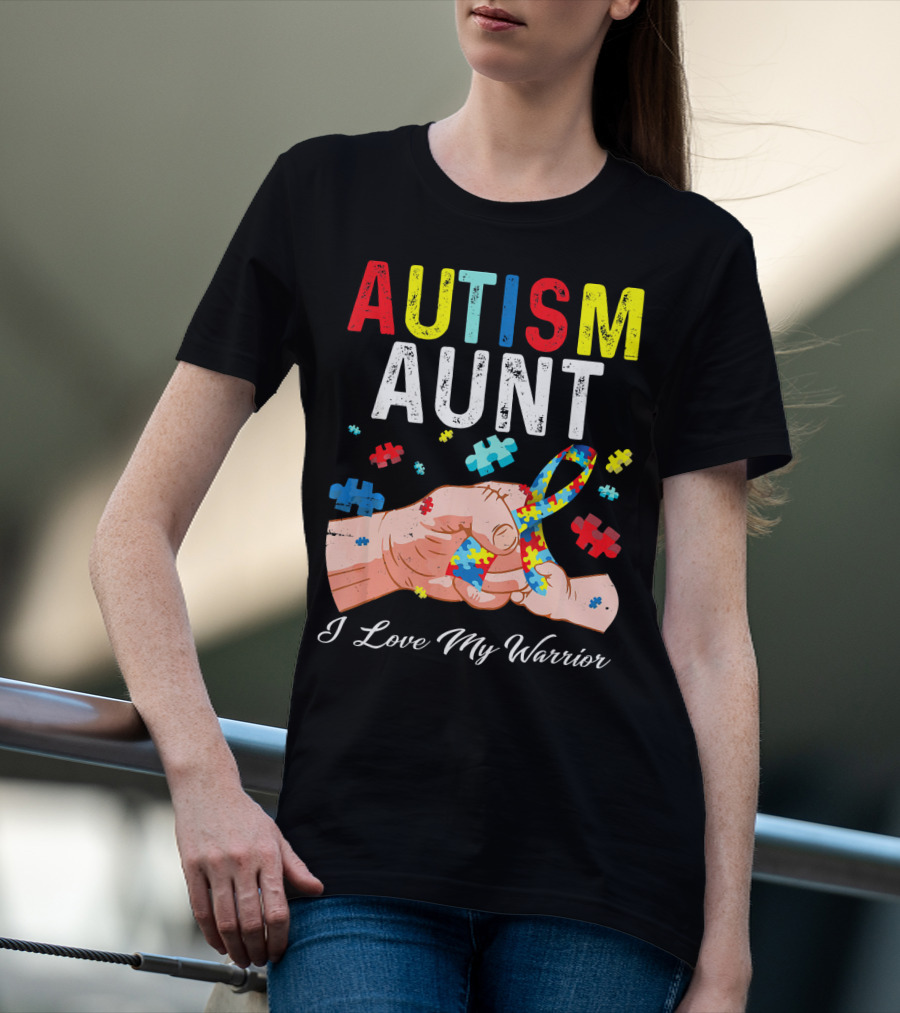 AUTISM AUNT I Love My Warrior Puzzle T-Shirt
